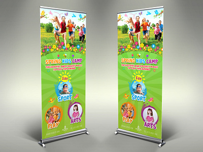 Spring Kids Camp Signage Banner Roll Up Template