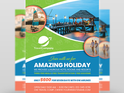 Tour and Travel Flyer Template agency agent australia bali beach destination flyer holiday magazine maldives offer pamphlet phuket post poster promotion pyramid swiss template tour