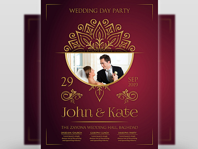 Wedding Flyer Template betroth bride card celebrate celebration church couple easy friends gold groom grunge happy invitation light love lunch marriage marry mockup