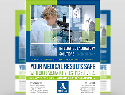 Medical Laboratory Flyer Template care clinical corporate dental dentist doctor flyer health health care healthcare healthy hospital insurance laboratory leaflet medical medical flyer medical laboratory modern nurse