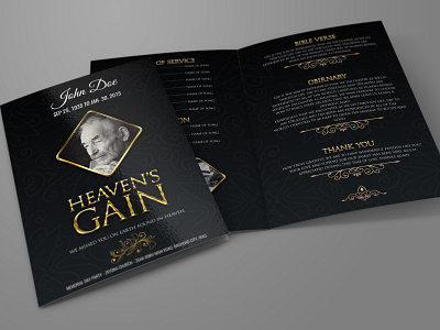 Funeral Program Bi Fold Brochure Template