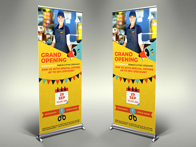 Grand Opening Signage Banner Roll Up Template