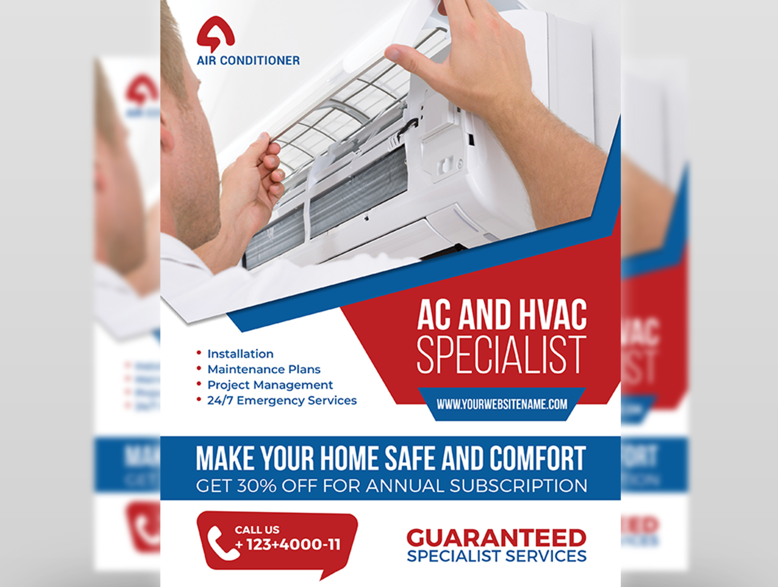 Air Conditioner Repair Service Flyer Template by