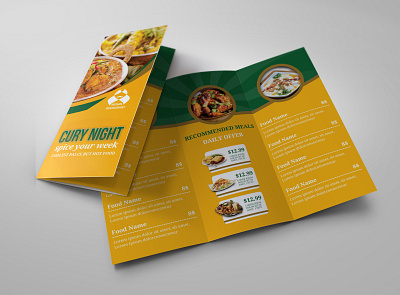 Indian Restaurant Food Menu Tri Fold Template Copy burger chicken chicken restaurant curry design drink flyer food menu fries hot india leaflet meal meat post restaurant restaurant flyer