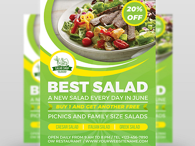 Salad Restaurant Flyer Template dressing fast food food food menu greek salad green hairdressing harvest healthy healthy eating italian salad lettuce menu restaurant restaurant ad salad salad bar salad bar menu salad restaurant