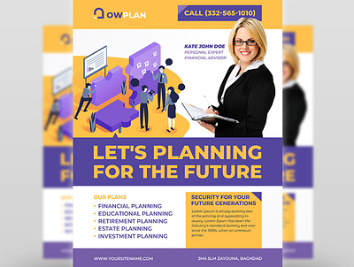 Planning Flyer Template account adviser analyst aspirations business calculating diagram education estate family family plan finance finances financial improvement interest investment line manager money