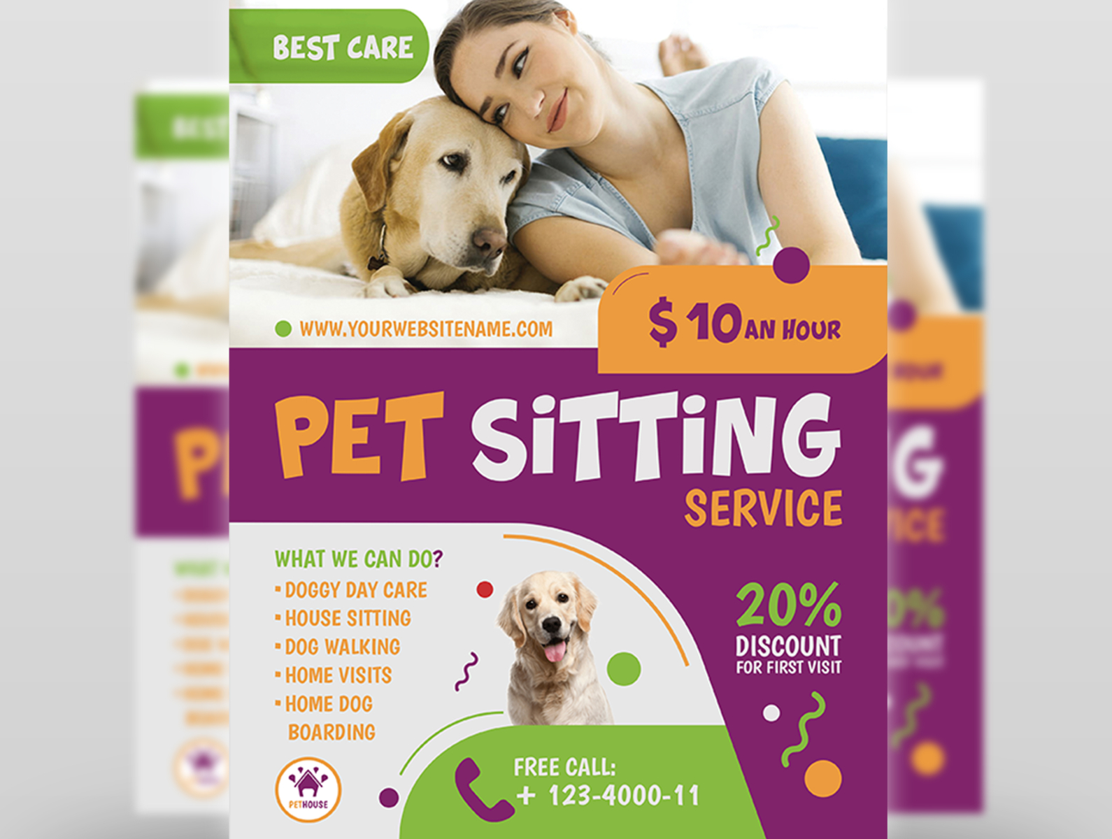 Pet Sitting Service Flyer Template by OWPictures on Dribbble Regarding Dog Grooming Flyers Template