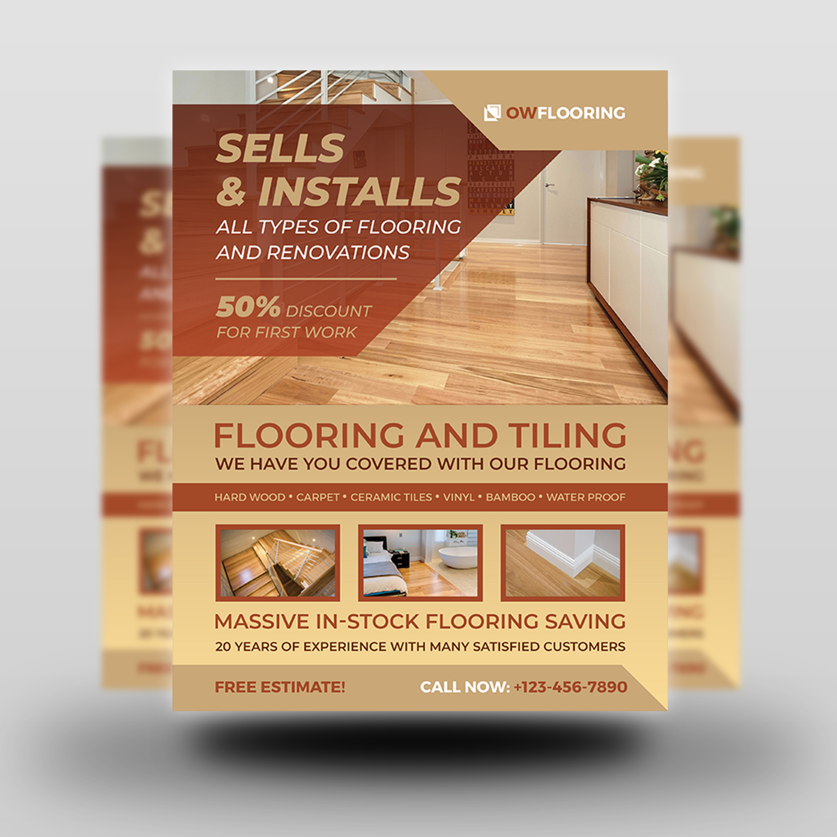 Flooring And Tiling Flyer Template By, Hardwood Floor Estimate Template