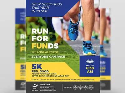 Charity Run Flyer Template 5k run walk flyer template charity flyers fundraising run marathon marathon event marathon flyer marathon running for charity post poster run run flyer run for a cause runner running sport sport sport event sport flyer sport template volunteer wellness flyer