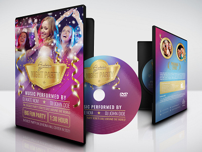Golden Party DVD Cover and Label Template anniversary anniversary flyer anniversary party birthday birthday poster cd celebration christmas dvd flyer gold gold party golden party invitation merry christmas music new year nightclub nye party