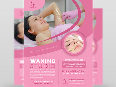 Waxing Flyer Template bath beautiful beauty beauty center bikini body eyebrow hair remover leaflet legs makeup massage mud bath nutrition oil photoshop templates poster remove hair skin spa