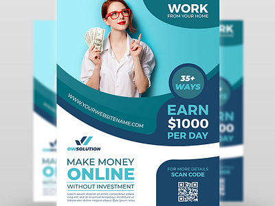 Make Money Online Flyer Template affiliate banners business campaign discount earn earn online internet make make money online market marketing minatullah shah money multipurpose online online money pay poster price