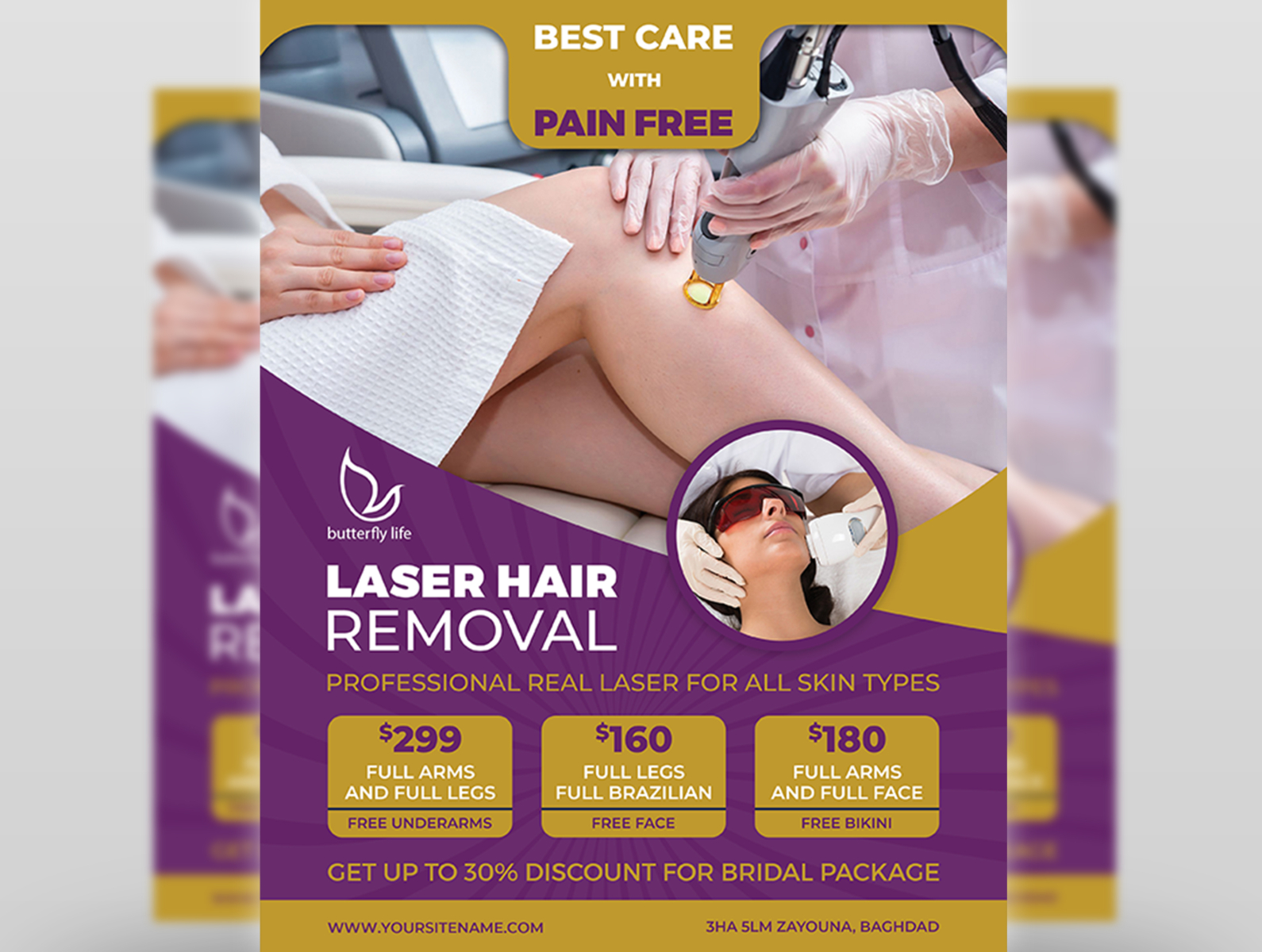Laser Hair Removal Flyer Template by OWPictures on Dribbble