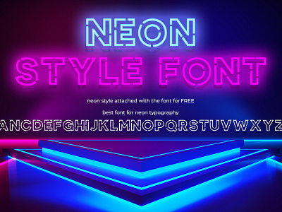 Neon Style Font individual line line neon line neon line neon logo neon pattern tubes