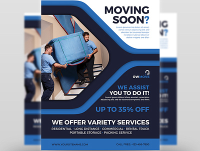 Moving House Services Flyer Template cargo company courier delivery firm flyer furniture home international interstate labor leaflet local long distance magazine mover moving national package packaging