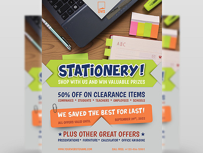 Stationery Products Flyer Template advertisement brochure catalog cataloque comerce commerce computer design flyer industrial interior interior design leaflet office pen poster product product catalog product cataloque product description