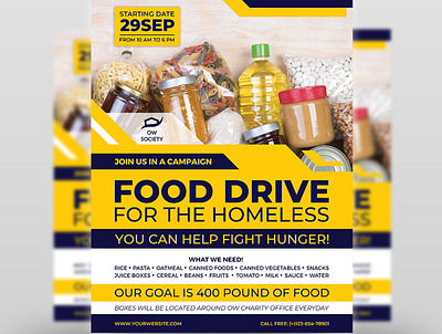 01 Homeless Food Drive Flyer Template ad advert advertisement annual annual report boxed meal charity christmas donation drive drop off event fall fest festival food food bank harvest help