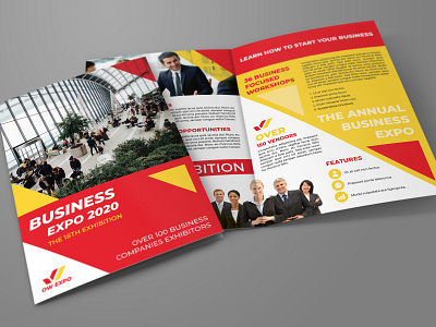 Business Exhibition Bi Fold Brochure Template advertising agency booklet brochure building business chairman clean company construction convention corporate creative design elegant event exhibition expo expo flyer fair