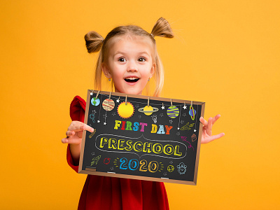 First Day of Preschool Sign blackboard chalk chalkboard child first day first day of preschool sign diy first day of school sign free fonts graduate kids mom poster preschool sign language school