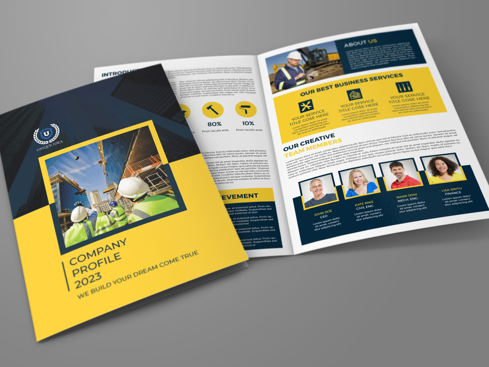 Construction Company Profile Brochure Template by OWPictures on For Engineering Brochure Templates