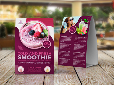 Smoothie Table Tent Menu Template cocktail cold cupcake delicious drink event food food menu fresh fruit fun healthy invitation juice juicy kid menu milkshake natural