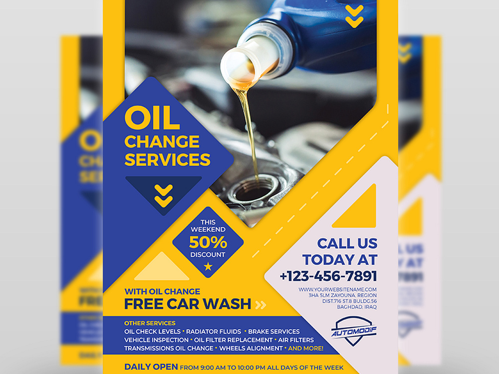 Oil Change Service Flyer Template by OWPictures on Dribbble