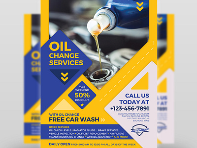 Oil Change Service Flyer Template auto repair auto show automobile brand branding car car wash electric electronic engine fast filter fluid foil inspection mechanic motor motors oil poster