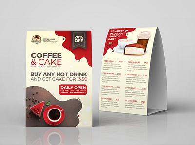 Coffee and Cake Table Tent Template bakery bar beverage bistro cafe cake cake shop chocolate coffee coffee shops cup cupcake delicious design dessert drink fast food food market meat