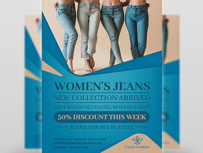 Jeans Fashion Flyer Template fashion free images girls grand sale jeans life style mens modern old pants poster price seasons shop simple slim store style stylish wearing