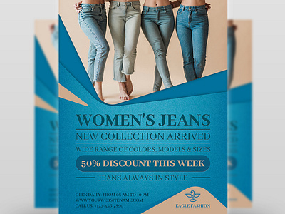 Jeans Fashion Flyer Template fashion free images girls grand sale jeans life style mens modern old pants poster price seasons shop simple slim store style stylish wearing