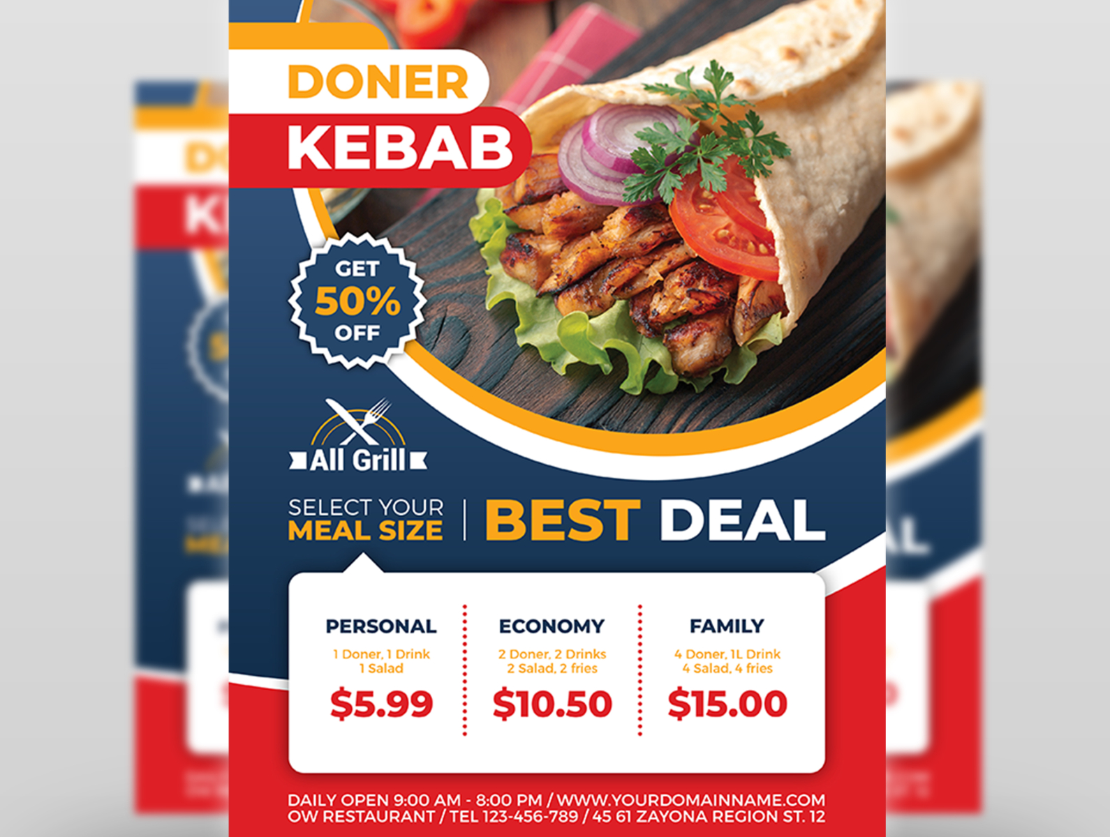 Doner Kebab Restaurant Flyer Template by OWPictures on Dribbble