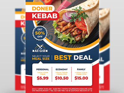 Doner Kebab Restaurant Flyer Template