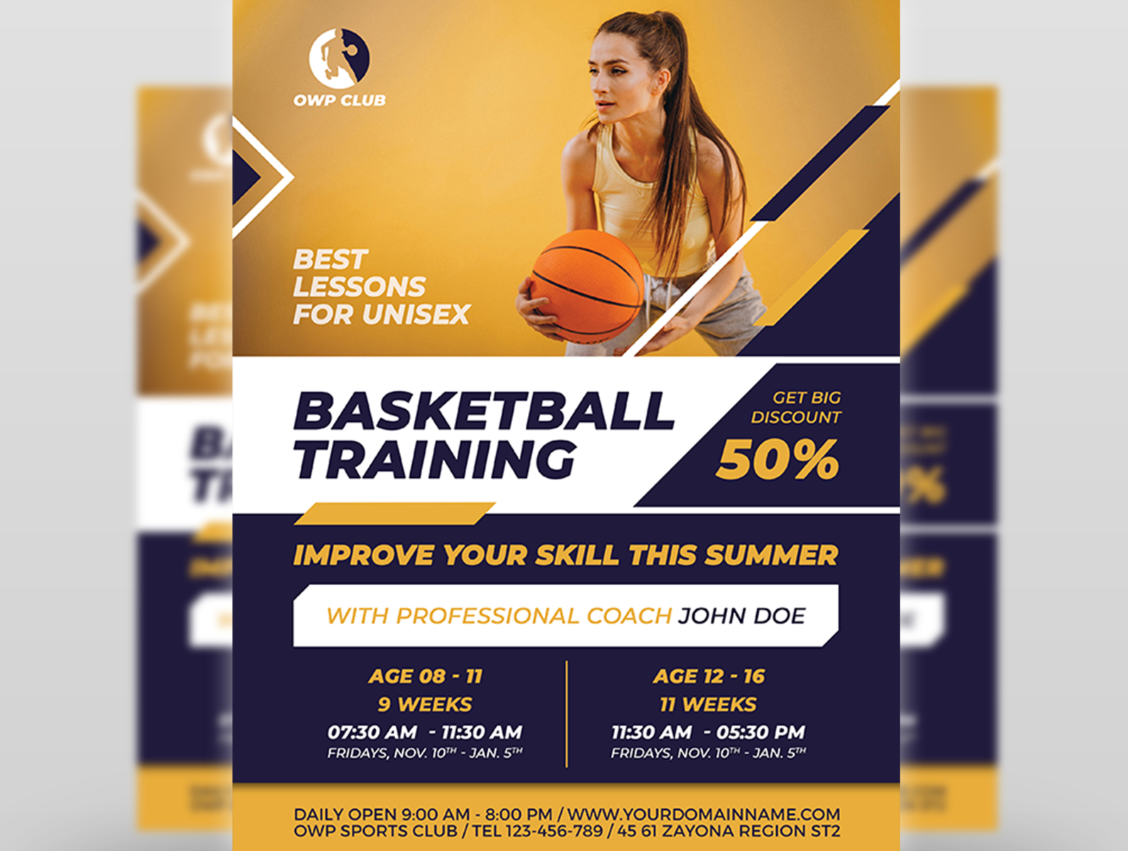Basketball Training Flyer Template by OWPictures on Dribbble Pertaining To Basketball Camp Brochure Template