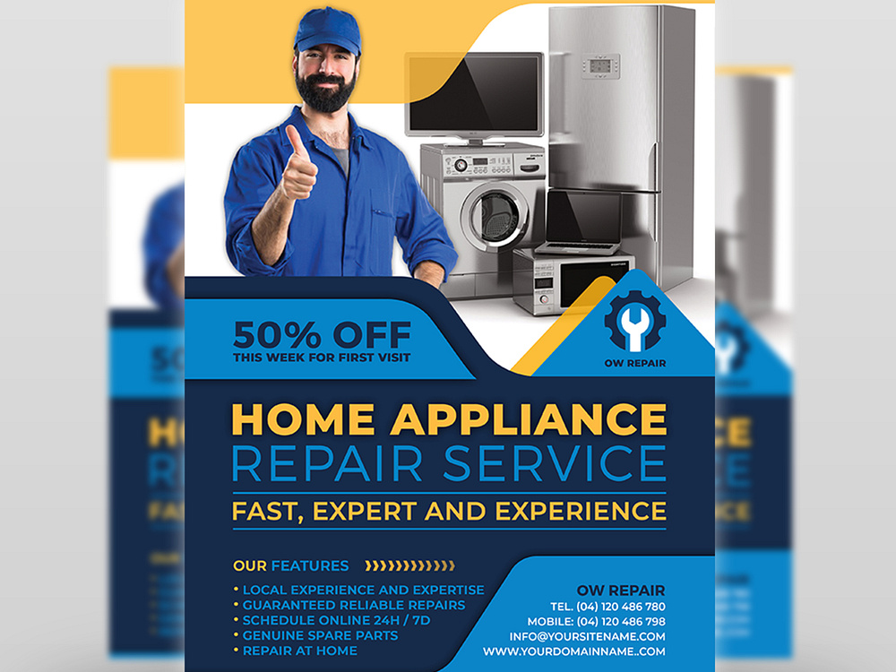 Home Appliance Repair Service Flyer Template by OWPictures on Dribbble