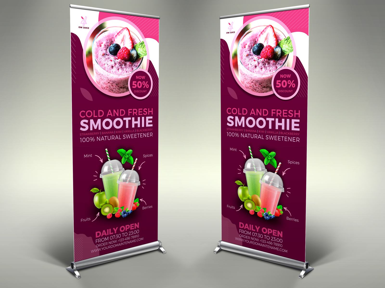 Smoothie Signage Roll Up Banner Template by OWPictures on Dribbble