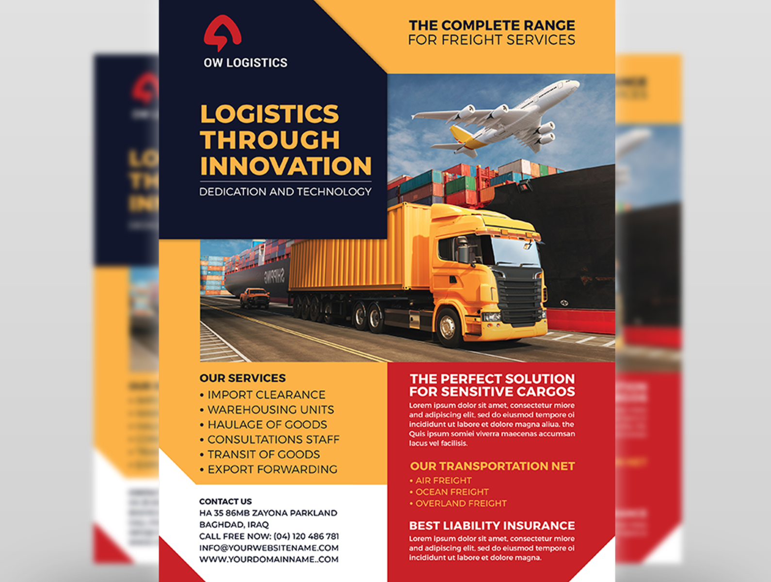 Freight Logistic Services Flyer Template By OWPictures On Dribbble