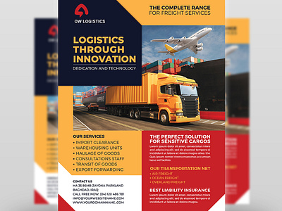 Freight Logistic Services Flyer Template ad airline aramex bank business cargo corporate delivery design energy fedex flyer flyer template freight freight and logistic freight flyer goods institute leaflet