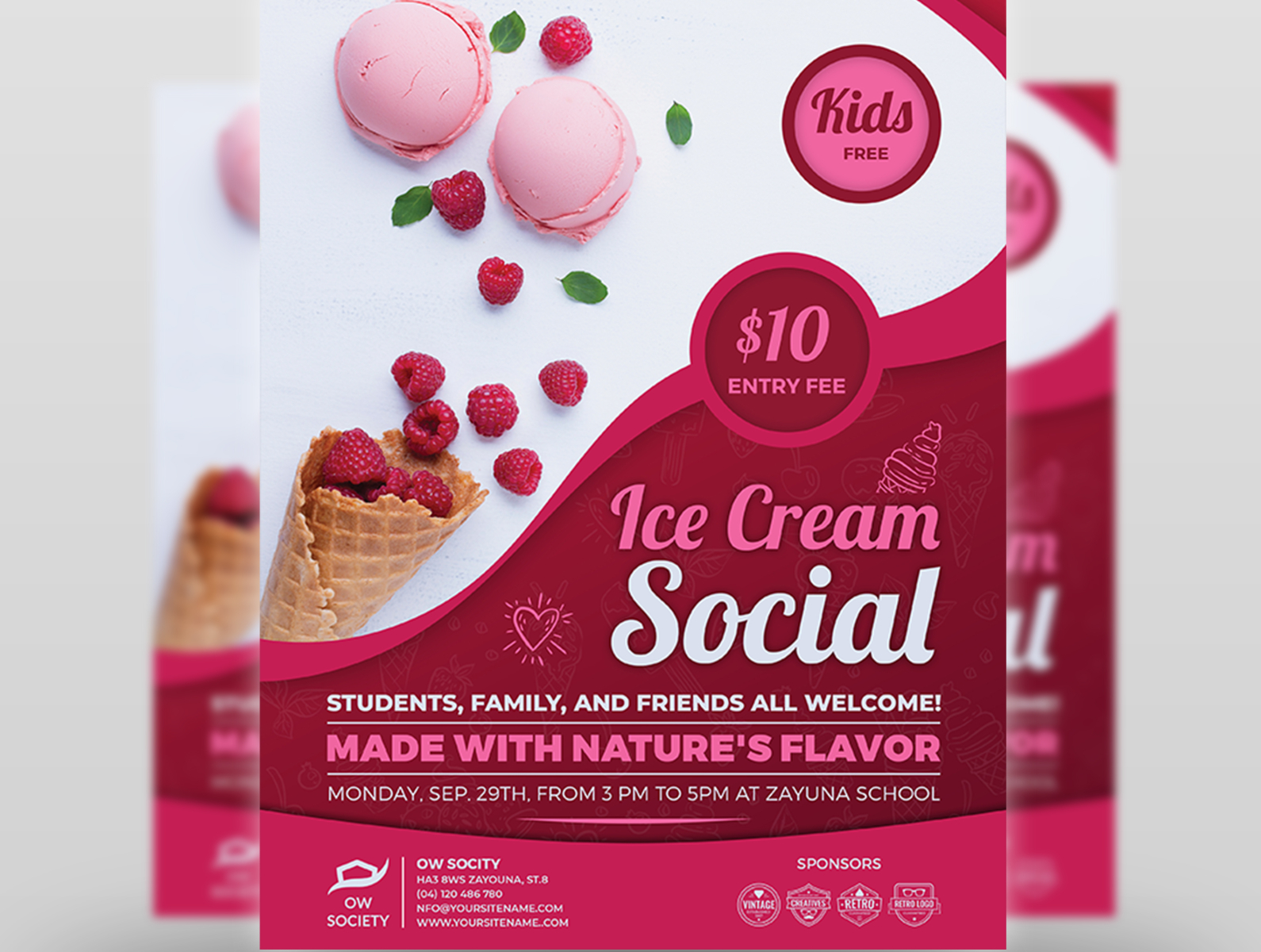 Ice Cream Social Flyer Template by OWPictures on Dribbble For Ice Cream Social Flyer Template