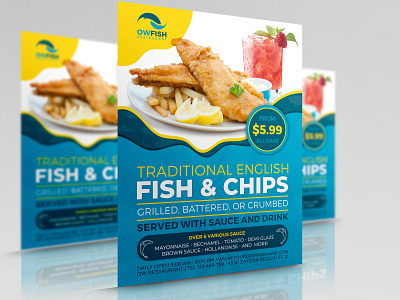 Fish and Chips Restaurant Flyer Template by OWPictures on Dribbble