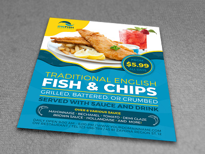 Fish and Chips Restaurant Flyer Template by OWPictures on Dribbble