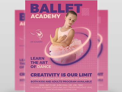 Ballet Dance Academy Flyer Template art ballet ballet flyer ballet school ballet template ballet workshop beautiful black swan classical dance concert dance dance flyer dancing flyer flyer inspiration flyer template light lights minimal minimalist