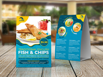 Fish and Chips Restaurant Table Tent Template crab fish fish n chips food food flyer food menu london magazine magazine ad menu menu flyer menu template post poster restaurant restaurant flyer restaurant menu sea seafood flyer seafood menu