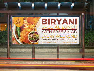 Biryani Restaurant Billboard Template biryani advertisement biryani flyer biryani images food food flyer templates food leaflet design food poster ideas frood menu indian leaflet poster psd template restaurants signage spicy