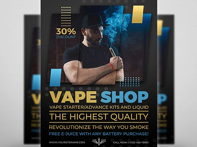 Vape Shop Flyer Template clean corporate design flyer food illustration leaflet logo poster smoke smoking ui vape vapor