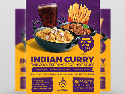 Indian Restaurant Flyer Template Vol.3 cafe coffee shop curry design flyer food food menu hot india indian leaflet poster restaurant spicy