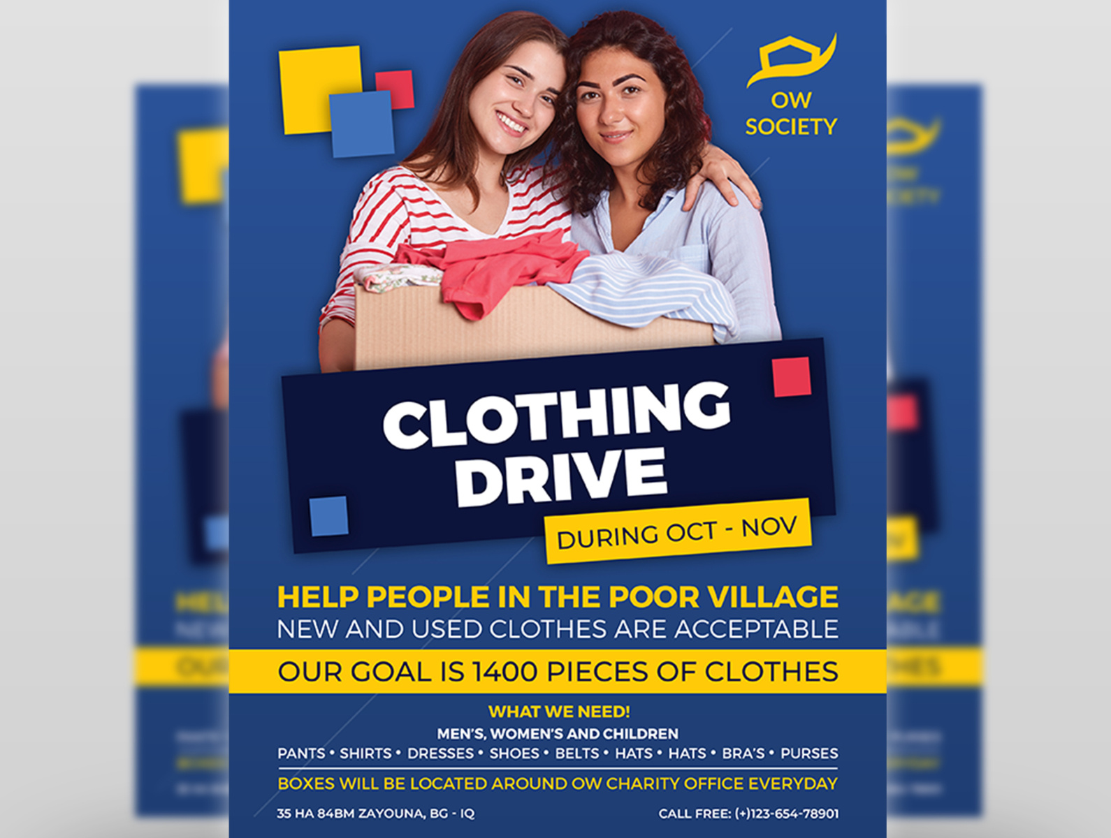 Clothing drive charity poster shoe drive homeless flyer 