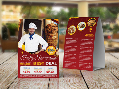 Shawarma Restaurant Table Tent - Food Menu Template