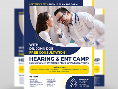 Hearing & ENT Medical Camp Flyer Template medicine