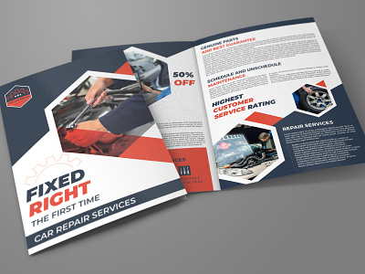 Car Repair Workshop Bi-Fold Brochure Template design