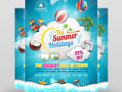 Summer Travel Flyer Template kindergarten